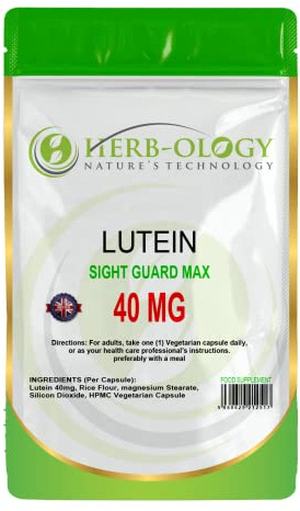 Herb-Ology Lutein Supplement | 90 Lutein Eye Complex Capsules - 40mg per Serving | Eye Supplement | Non-GMO, Gluten, Dairy & Allergen Free | Manufactured in The UK