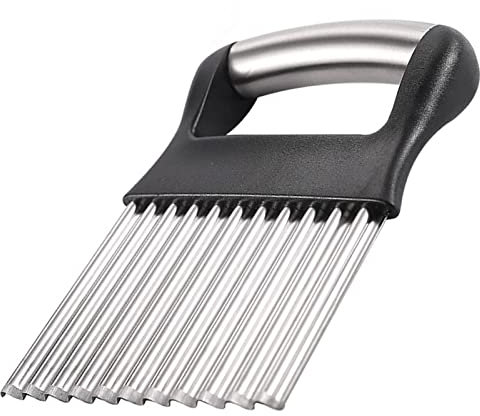 Cortador de ondas, cortador de patatas de acero inoxidable, cuchillo ondulado para verduras, frutas, ensalada, cuchillo estriado para bebé, cortador de riffel, para patatas fritas, cuchillo de corte