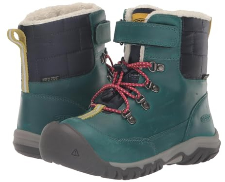 KEEN Unisex-Child Kanobou Mid Height Waterproof Insulated Snow Boots, Deep Lagoon/Jazzy, 13