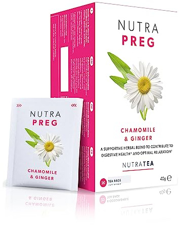 NUTRAPREG - Tisane Grossesse | Thé contre les nausées matinales - Aide à soulager les nausées - Contient du gingembre et de la menthe poivrée - 40 sachets de thé - Nutra Tea - Tisane - (2 paquets)