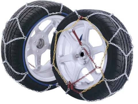 KRAWEHL - Pack de 2 Cadenas de Nieve para Coche - Cadenas 4x4 - de Metal Tipo Malla de Rombo - Eslabones de 16 mm - con Tensor Mecánico - Universal - Antideslizantes - Grupo 46