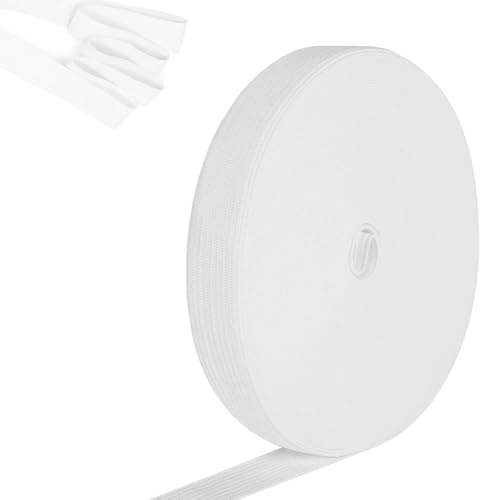 Elastique Couture, 10 Mètres Bande élastique, Ruban élastique 15mm de Large, pour Pantalons Élastiques, Ménage Bricolage Artisanat, Blanc