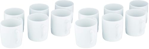 Baker Ross Taza pequeña de porcelana blanca E774, de 5 cm de altura, para que los niños pinten y decoren como regalo (paquete de 12)