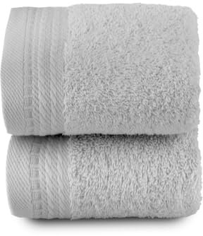 RIZO Top Towel - Set of 2 Bidet Towels - Bath Towels - Small Towels - 100% Combed Cotton - 600 g/m2 - Measure 30 x 50 cm - Silver Grey