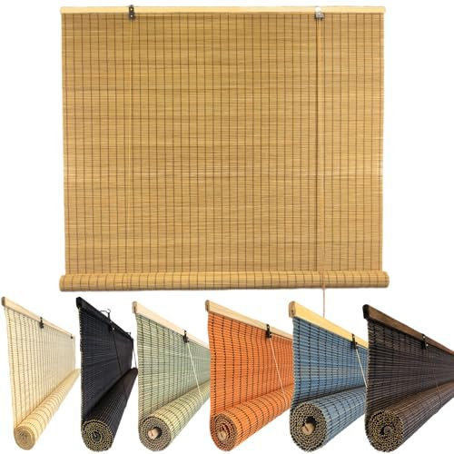 XINGWANGG Bambusrollo für Türen und Fenster mit Lifter,Sonnenschutz Bambus Raffrollo Sichtschutz Jalousie Rollos für Terrasse Balkon Garten,Natur,Anpassbarer,Breite x Höhe (70cm x 210cm)
