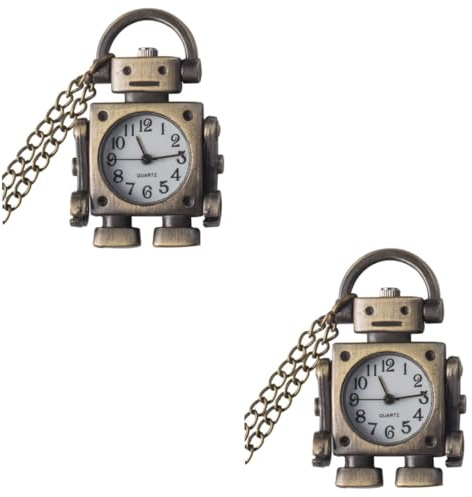 WRITWAA 2stücke Retro Roboter Taschenuhr Halskette Vintage Design Langlebiges Material Für Roboterliebhaber Männer Und Frauen Lange Kette Für