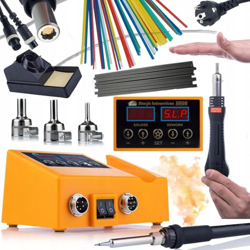 Rosfix Orange Husky OH660 - Stazione di saldatura 2 in 1, aria calda e punta da 60 W, temperatura stabile, saldabilità in plastica, set di utensili per saldatura elettronica