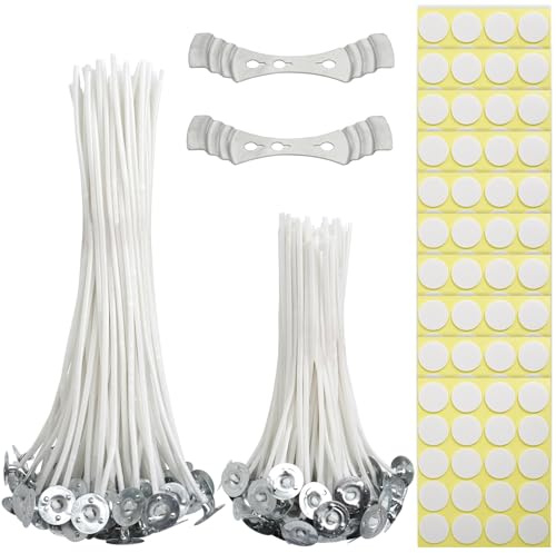 200Pcs - 10cm/15cm Candle Wicks with 3 Metal Tabs & 3-Hole Wick Holder