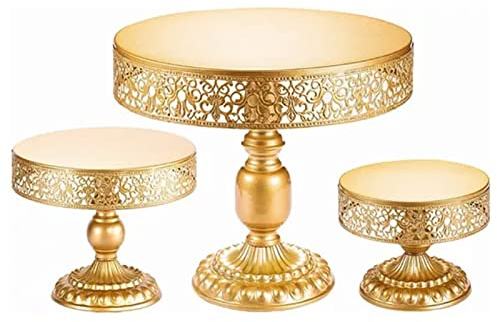 Guld Tårtställ, 3 St Tårtställ i Metall Tårtställ i Metall Dessertdisplay Cupcake-ställ, Runt Muffinsställ för Jultårta, Födelsedag, Hemmafest, Konditorivaror Efterrättsställ
