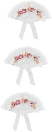 Cabilock 3 Stücke Europäischen Hochzeit Fan Braut Handheld Spitze Fan Decor Elegante Kirche Decor Foto Prop