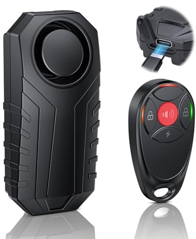 Onvian Upgraded USB Rechargeable Bike Alarm, Motorcycle Alarm with Remote,Waterproof Wireless Anti-Theft Vibration Motion Sensor Security Alarm System, Bike Accessories for Ebikes Bike Scooter Car