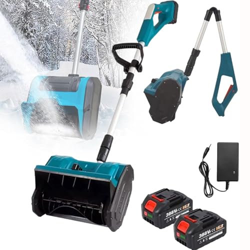 GHRERTX Pala da Neve a Batteria con 2 batterie, spazzaneve Elettrico Pieghevole con direzione Regolabile e Asta telescopica, spazzaneve a Batteria for Strade Scolastiche e vialetti