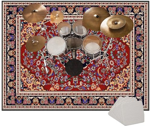 Drum Rug Drum Mat Soundproof Mat 120 x 100 cm Drum Carpet Non-Slip Drum Carpets Professional Rectangle Drum Rugs For Percussion Electronic Drums Bass Drum Snare Drums Kit Etc Musical Instruments Mat