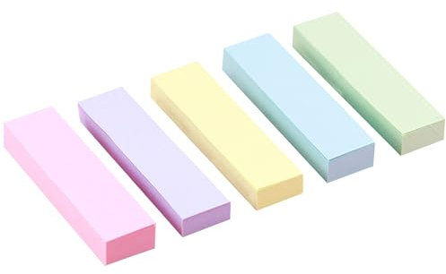 WOLMIK 500 Stück Farbige Haftnotizen 75 x 20 mm, Selbstklebende Klebezettel, Helle Haftnotizzettel, Klebezettel die als Tabs for Books und Index Annotating Tabs, für Büro Zuhause Schule Sitzung