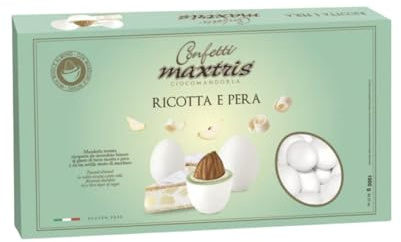 Doni Bomboniere Confezione 1Kg Confetti Gusto Ricotta e Pera con Mandorla Ricoperta per Matrimonio Nascita Compleanno Anniversario 25 50 Laurea Segnaposto Confettate Made in Italy
