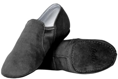 Gette Scarpe da jazz slip-on in tela elasticizzata, con supporto per arco plantare in neoprene, foderate in cotone, per adulti, Nero , 44 EU