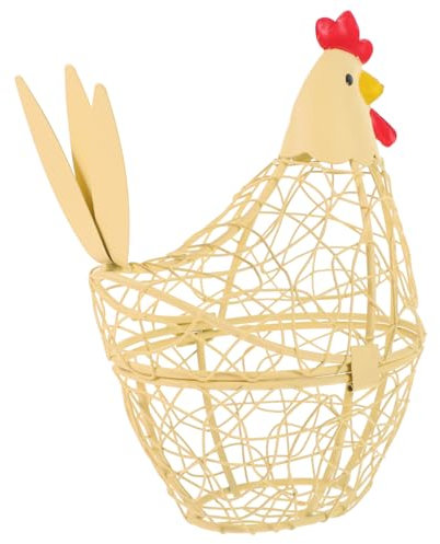 Cabilock Cesta De Huevo De Alambre De Metal Diseño De Gallina Almacenamiento Decorativo Para Hogar
