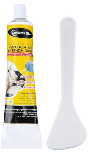 Colla per tessuti, 100 ml, forte con piccolo raschietto, colla tessile per jeans, pelle, cotone, flanella, poliestere, artigianato, tappezzeria, feltro, distintivi