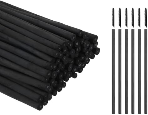 sourcing map Willow Charcoal Sticks, 2-4mm Willow Charcoal Pencils Soft Sketch Vine Art Supplies Set for Drawing Sketching Shading Painting Artists Beginners (Black, Pack of 100)