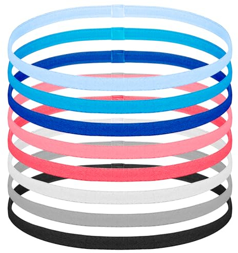8 fasce per capelli sportive per bambini, sottili, per uomo, elastiche, antiscivolo, per donna, sport, calcio, yoga, corsa, 8 colori
