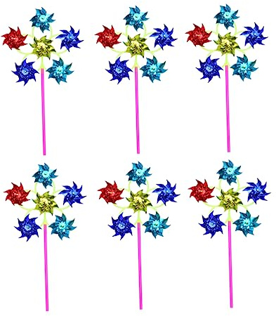 TOYANDONA 6pièces Moulins à Vent Colorés Plastique pour Garçon Fille Jouet Extérieur avec Paillettes Décoration pour Jardin Ou Chambre Lot