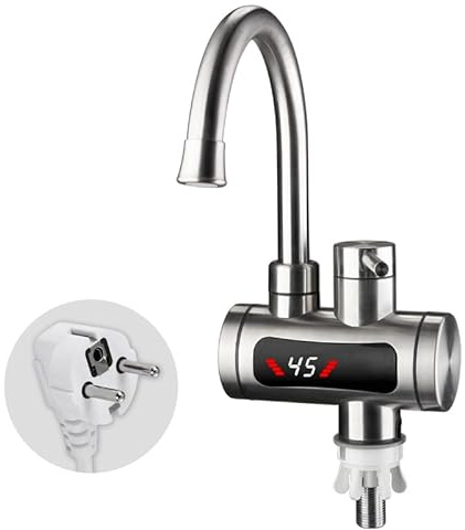 MRNIU 3300W Instant Hot Water Tap, 220V Electric Tankless Water Heater Faucet with LED Digital Display, Fast Heating Kitchen Tap for Sink & Bathroom
