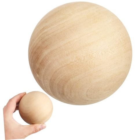 Lurrose 3 Stück Runde Holzkugel Massivem Holz Handgemachte Diy Bastelzubehör Bemalbare Dekokugel für Kreative Projekte für Bastelarbeiten und Dekoration