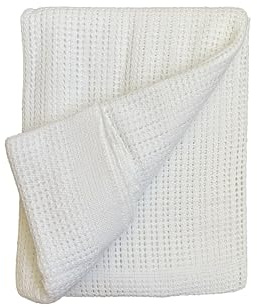 Babybase Cellular Blanket for Cot & Cot Bed, 100% Cotton, 120 x 170 cm, White, Baby Blanket