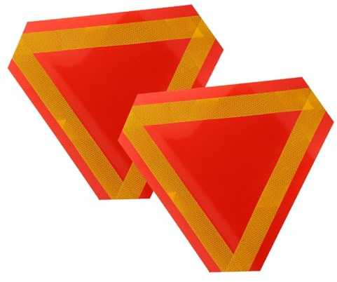VALICLUD 2 pièces Panneaux Réflecteurs Triangulaires pour Véhicules Lents Signalisation Sécurité Route Aluminium Résistant Accessoires pour Voiture Tracteur Chariot de Golf