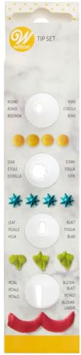 Wilton Set Punte Decorative Stella, Tonda, Foglia e Petalo in Plastica - Compatibili con Sac à Poche Standard - Confezione Blister