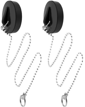 HUVZOR 2PCS Tappo in gomma 4CM per vasca da bagno con catena di perline 40CM*2 per cucina,bagno e lavandino