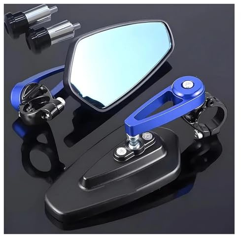 Lenkerendenspiegel Rückspiegel Für Royal Enfield Bullet Meteor Classic 350 500 Motorrad-Rückspiegel Lenkerendenspiegel(Blau)