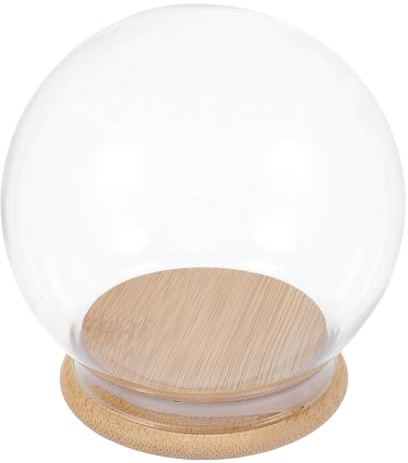 IMIKEYA DôMe en Verre avec Base 4.13 Pouces Cloche À Fleurs Transparent pour DéCoration IntéRieure DIY Globe De Neige en Verre Anti-PoussièRe Vitrine pour Collection Et Artisanat