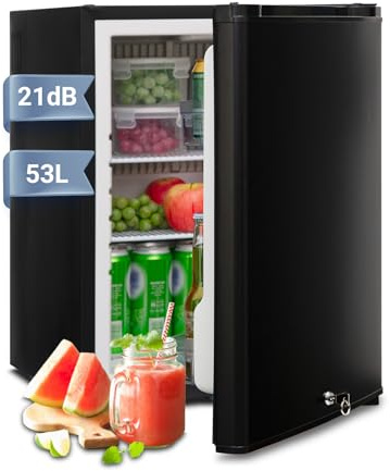 Techomey Frigo Camping Car 12V 220V, 53L, Frigo 12V 220V, avec Serrure, Réfrigérateur Camping pour Maison, Caravane, Fourgon, Silencieux, 0 °C à 10 °C, Noir