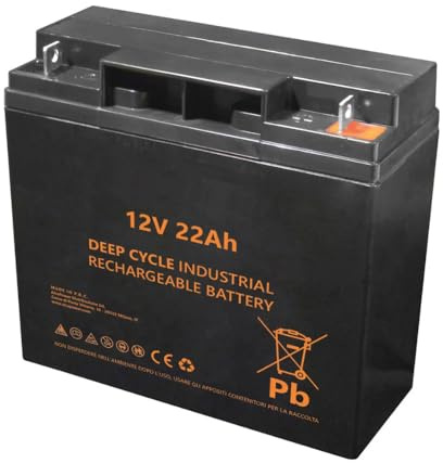 12V 22Ah Batteria piombo ermetica, per uso ciclico, dimensioni 181 × 77 × 167 mm, ideale per sostituire batterie 18Ah e 20Ah, compatibile per trazione elettrica e sistemi di back up, UPS