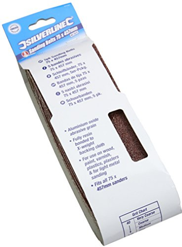 Silverline 171121 5 bandes abrasives 75 x 457 mm Grain 40