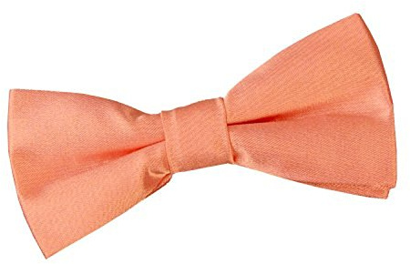 DQT Boys Plain Glossy Satin Pre-Tied Bow Tie – Wedding, Party & Formal – Coral