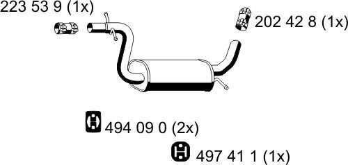 Mittelschalldämpfer Auspuff Mitteltopf original ERNST (155274) Länge: 900mm