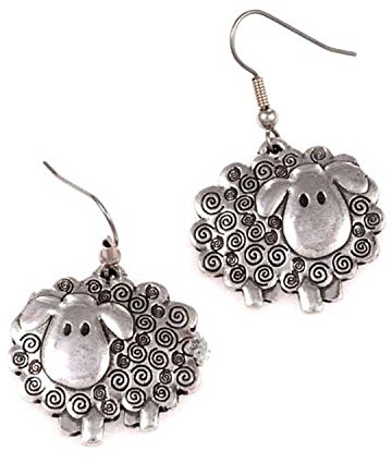 St Justin, Boucles d'oreilles pendantes en forme de mouton en étain