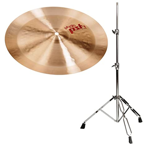 Paiste 14 China Becken, PST7 Serie inkl. Beckenständer (CuSn8 Bronze, hergestellt in der Schweiz, Beckenständer, höhenverstellbar von ca. 60 bis 120 cm)