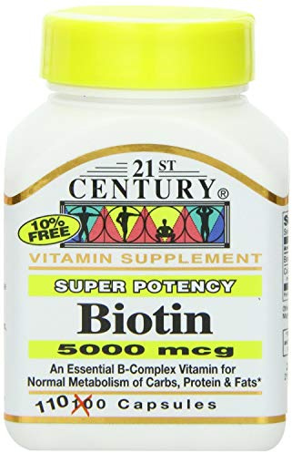 Biotin 5000 Mcg Capsules, 330 Count (in 3 Bottles) / Biotine 5000 Mcg Capsules, 330 Count (En 3 bouteilles)