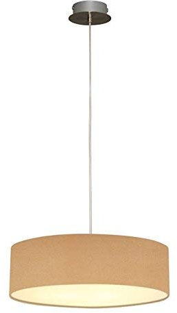 Lampenlux LED Pendellampe Pendelleuchte Bango Stoffschirm Natur Montur Silber Ø45 cm