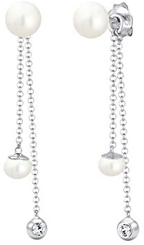 Elli Ohrringe Damen Ohrhänger Elegant mit Süßwasserperlen und Kristallen in 925 Sterling Silber