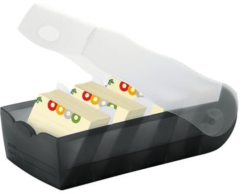 HAN 998 Lernkartei CROCO - die Profibox, genial einfach Vokabeln lernen, DIN A8 (2er Set | transluzent schwarz)