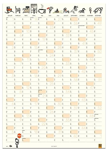 MEYCARD - A2H Wandkalender 2026, Posterkalender, Jahresplaner, Hochformat DIN A2, gerollt