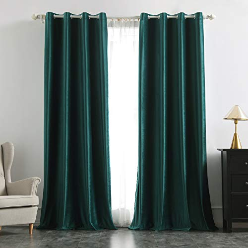 MIULEE Grün Samtvorhang Ösen 2er Set 140X245, Blickdichte Vorhänge Samt für Deko Schlafzimmer Wohnzimmer, Wunderschön Weich Vorhang Verdunkelung Velvet Curtains, Verdunkelnd Samt Gardinen Blickdicht