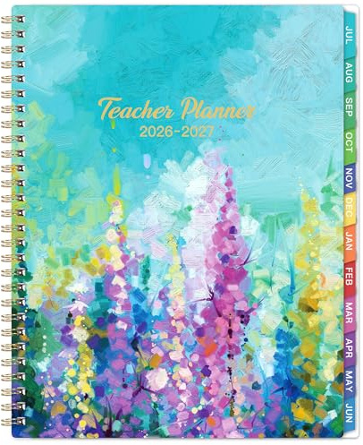 2025-2026 Teacher Planner - Teacher Lesson Planner 2025-2026, July 2025 - June 2026, 9 x 11, Twin-Wire Binding for Teachers - Oil Painting