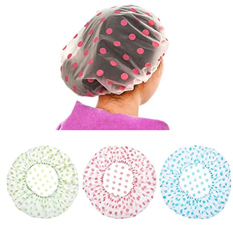 DAQIEPIN 3 pezzi cuffia da doccia elastica riutilizzabile impermeabile in plastica cuffia doccia cuffia per ragazze donne donne doccia spa salone uso principale