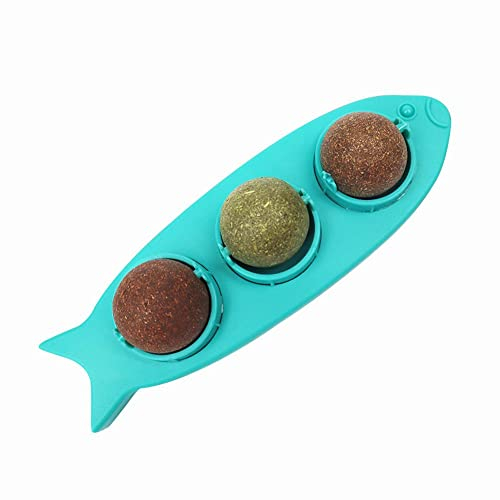 RMENGZHOUXI Cat nt Ball - sbar Katzenspielzeug 3-in-1 Spinnen Kaubälle (Blau)
