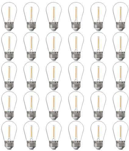 FLSNT 30 Pack LED S14 Replacement Bulbs for String Light, Outdoor LED Light Bulbs, E26 Base, 2200K Warm White, Non-Dimmable
